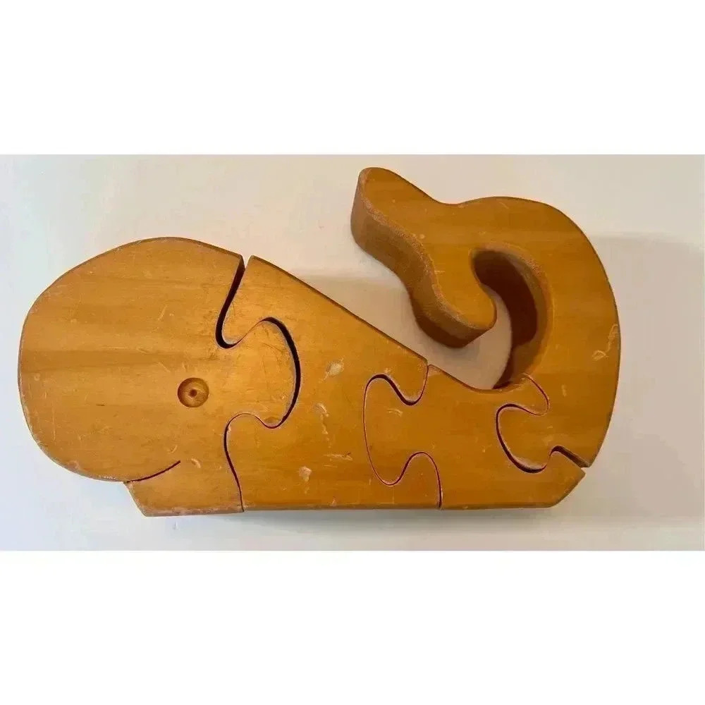 Vintage Wooden Goodies by Dick Dlugo 3D Whale Animal Puzzle Toy